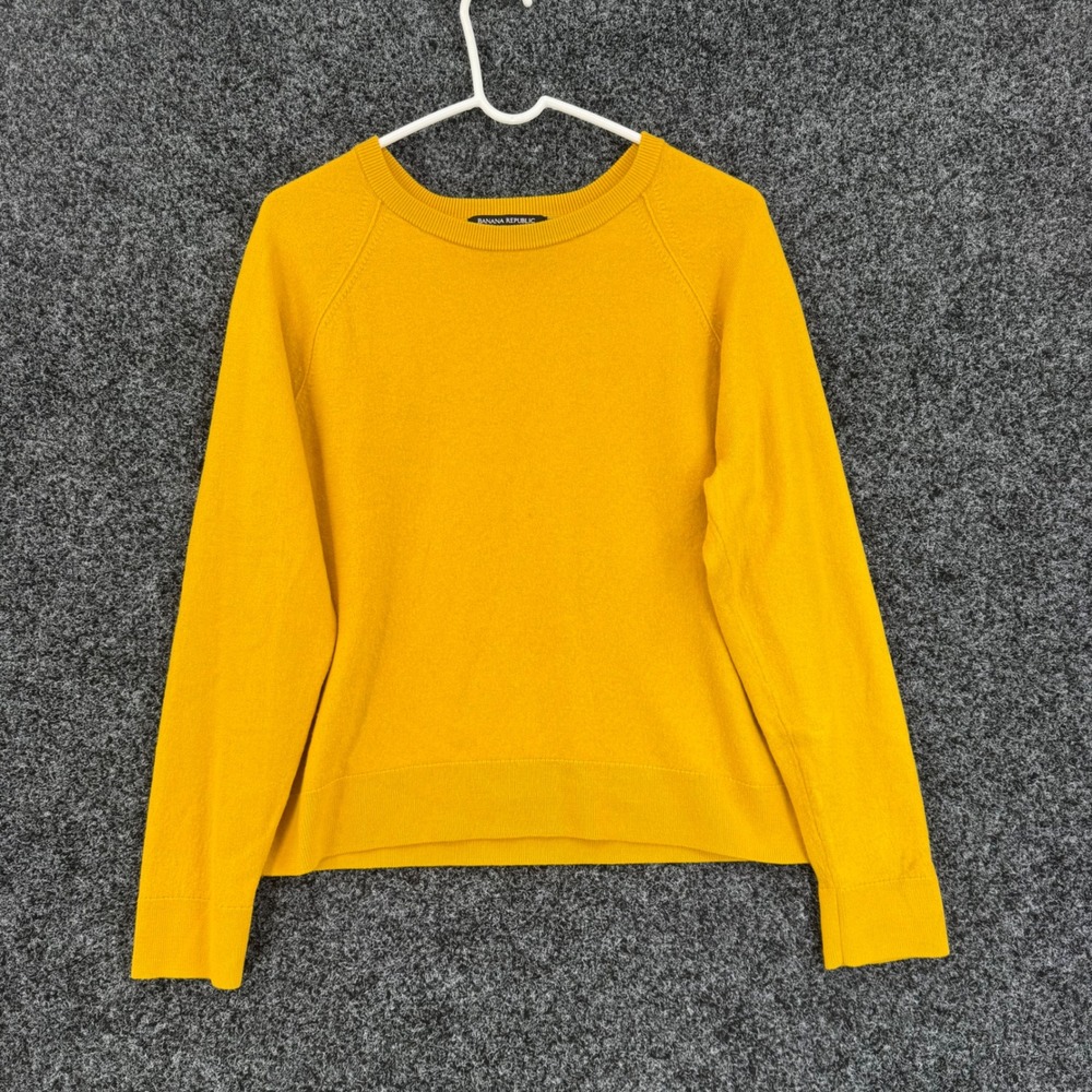 Banana Republic Italian Merino Wool Sweater XL Yellow Crewneck Baruffa Yarn